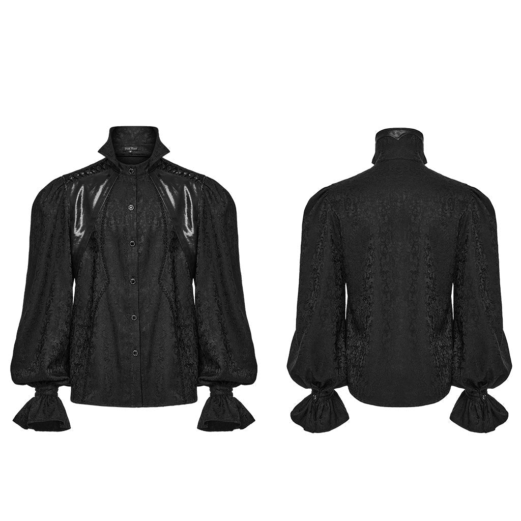 Camisa Gótica Hombre Negra Jacquard - Crazyinlove