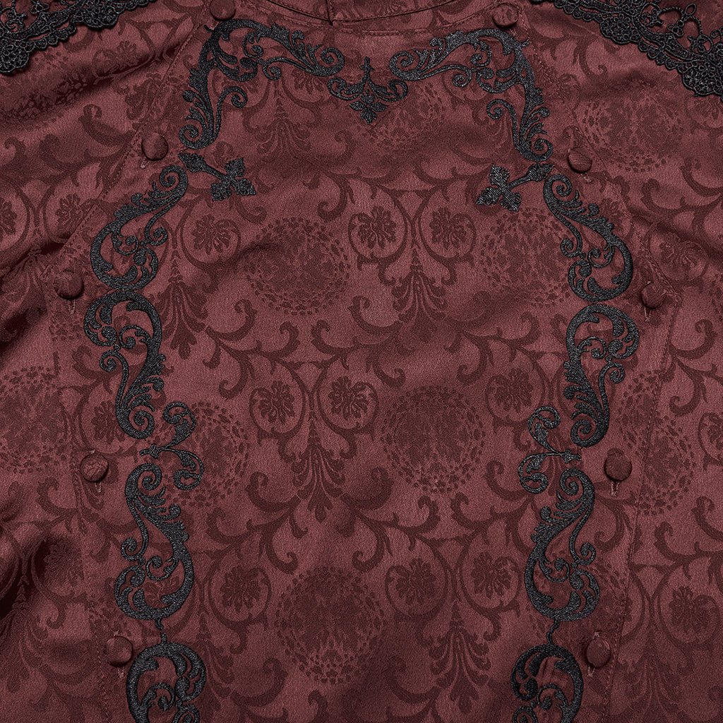 Camisa Gótica Hombre Roja con Chorrera - Crazyinlove