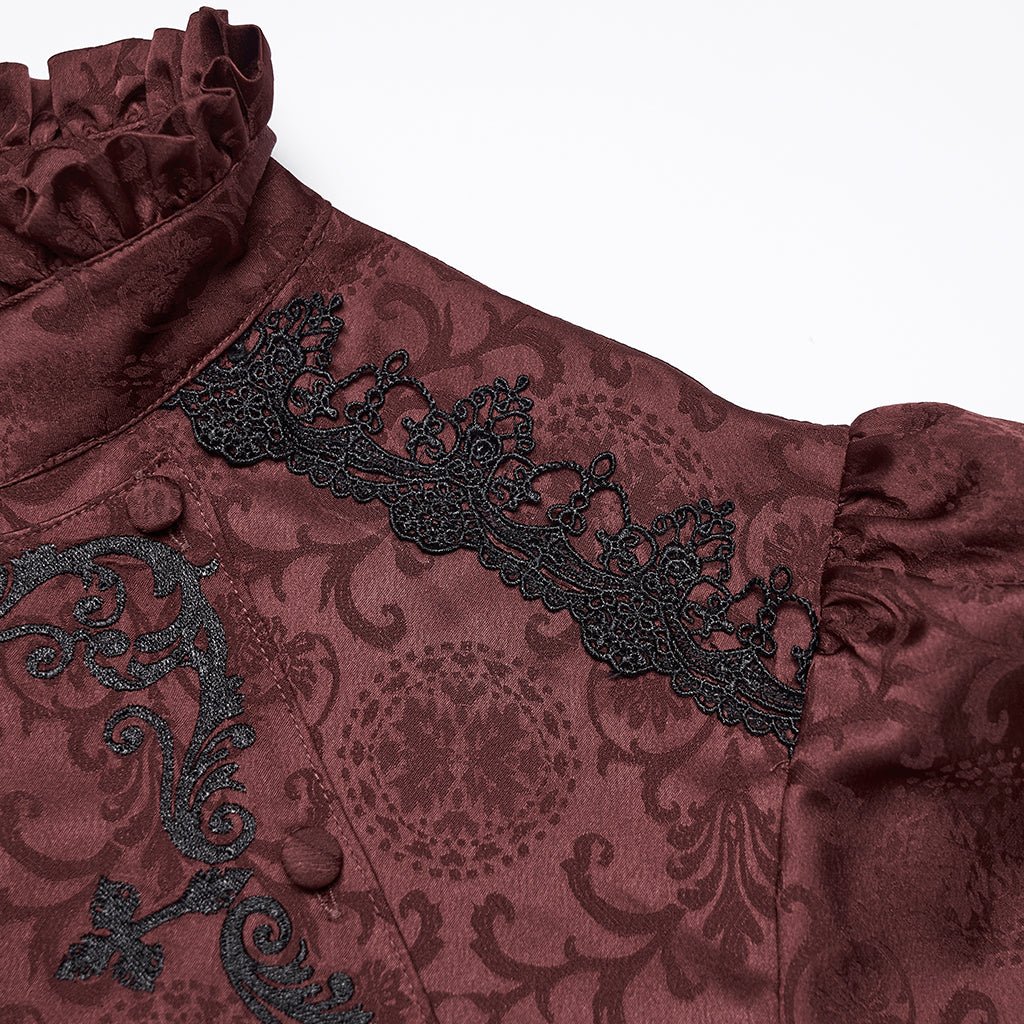 Camisa Gótica Hombre Roja con Chorrera - Crazyinlove