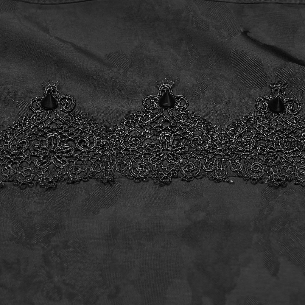 Camisa Gótica Jacquard y Cuello Alto - Crazyinlove