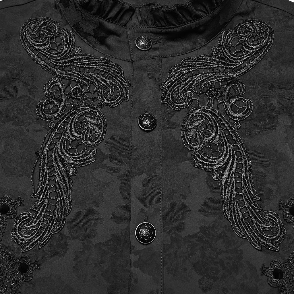 Camisa Gótica Jacquard y Cuello Alto - Crazyinlove