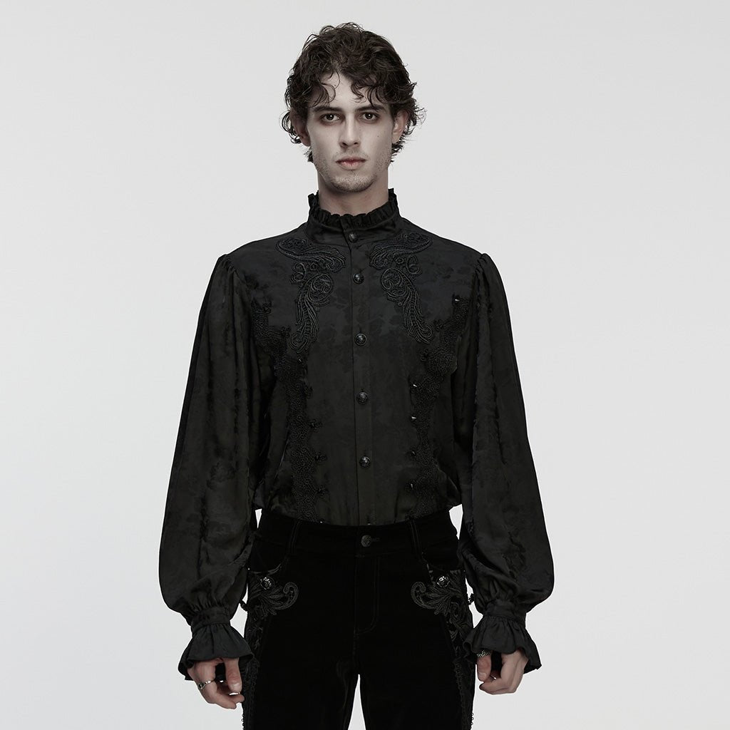 Camisa Gótica Jacquard y Cuello Alto - Crazyinlove