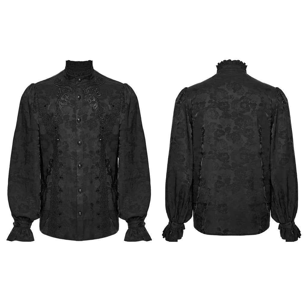 Camisa Gótica Jacquard y Cuello Alto - Crazyinlove