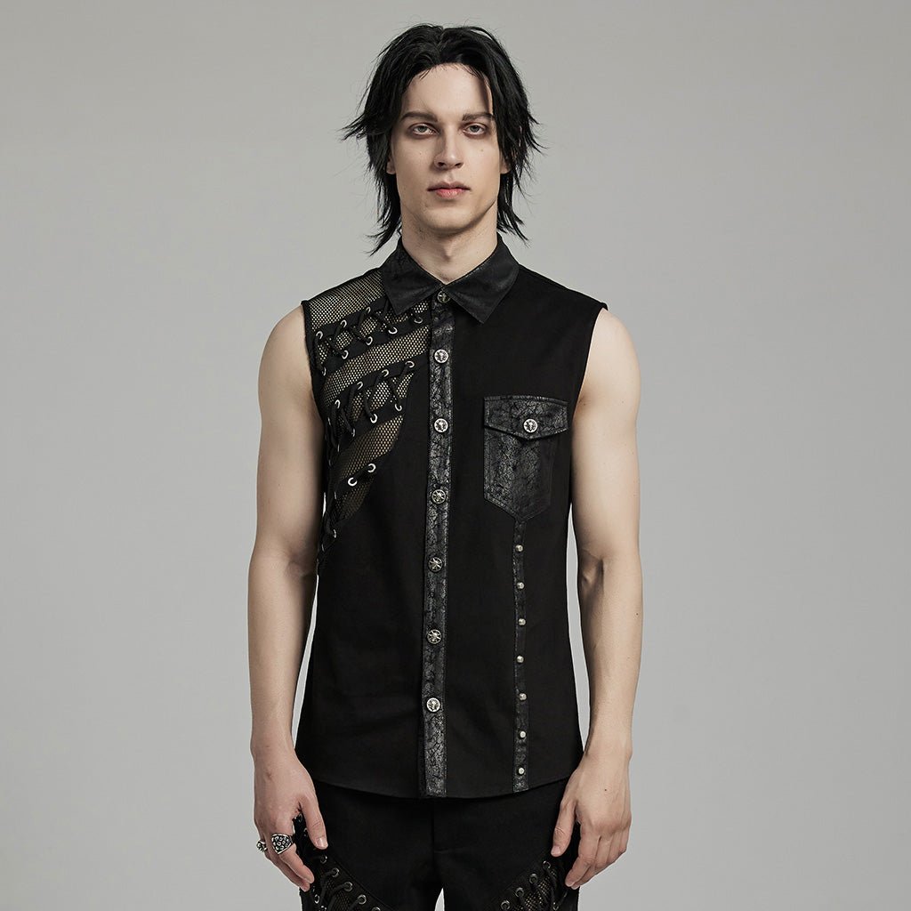Camisa Punk sin Mangas con Rejilla y Ojetes - Crazyinlove