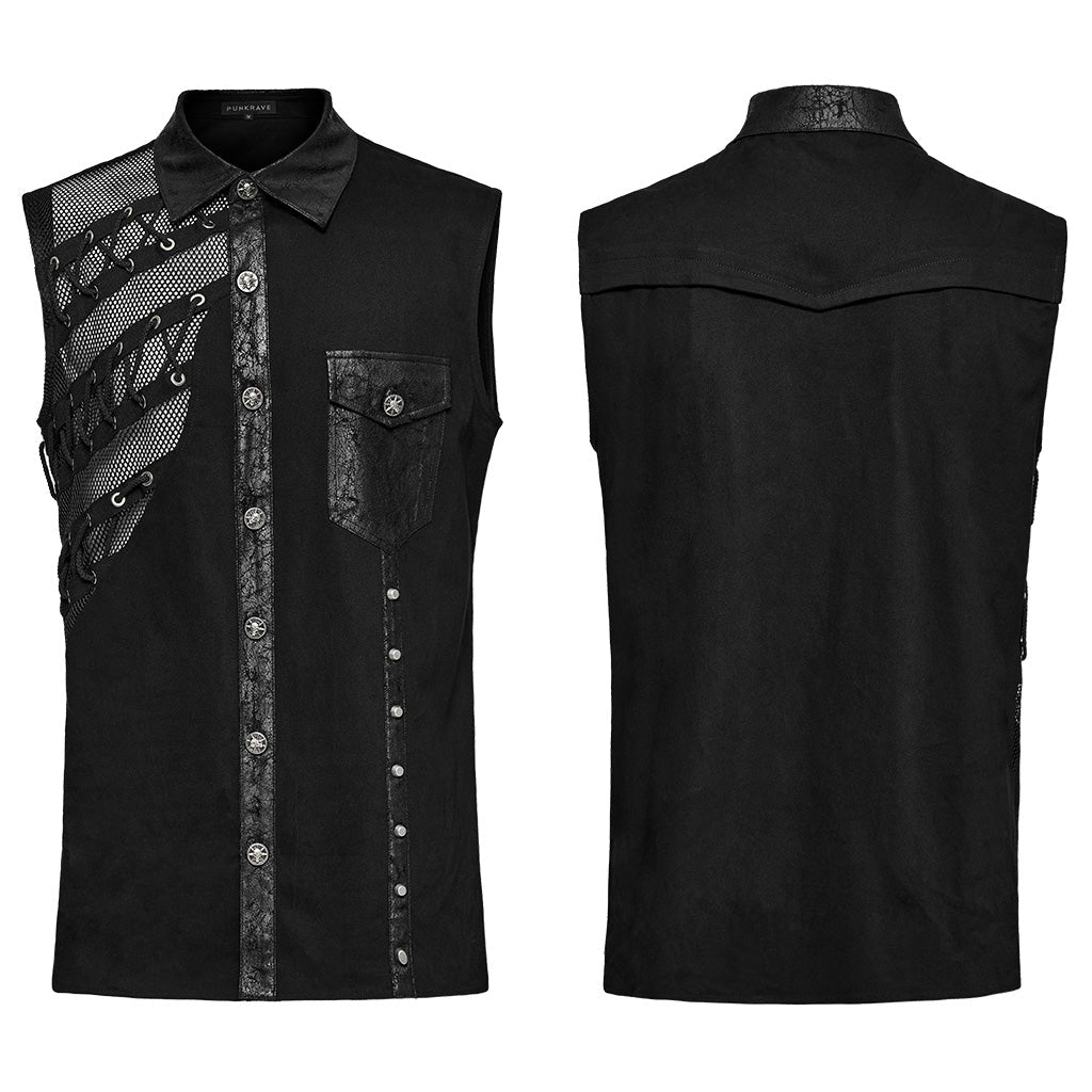 Camisa Punk sin Mangas con Rejilla y Ojetes - Crazyinlove