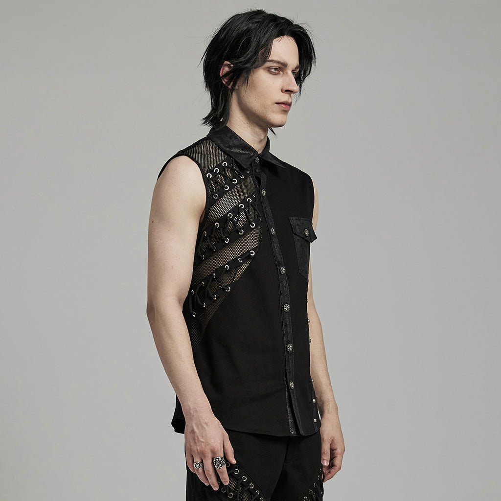 Camisa Punk sin Mangas con Rejilla y Ojetes - Crazyinlove