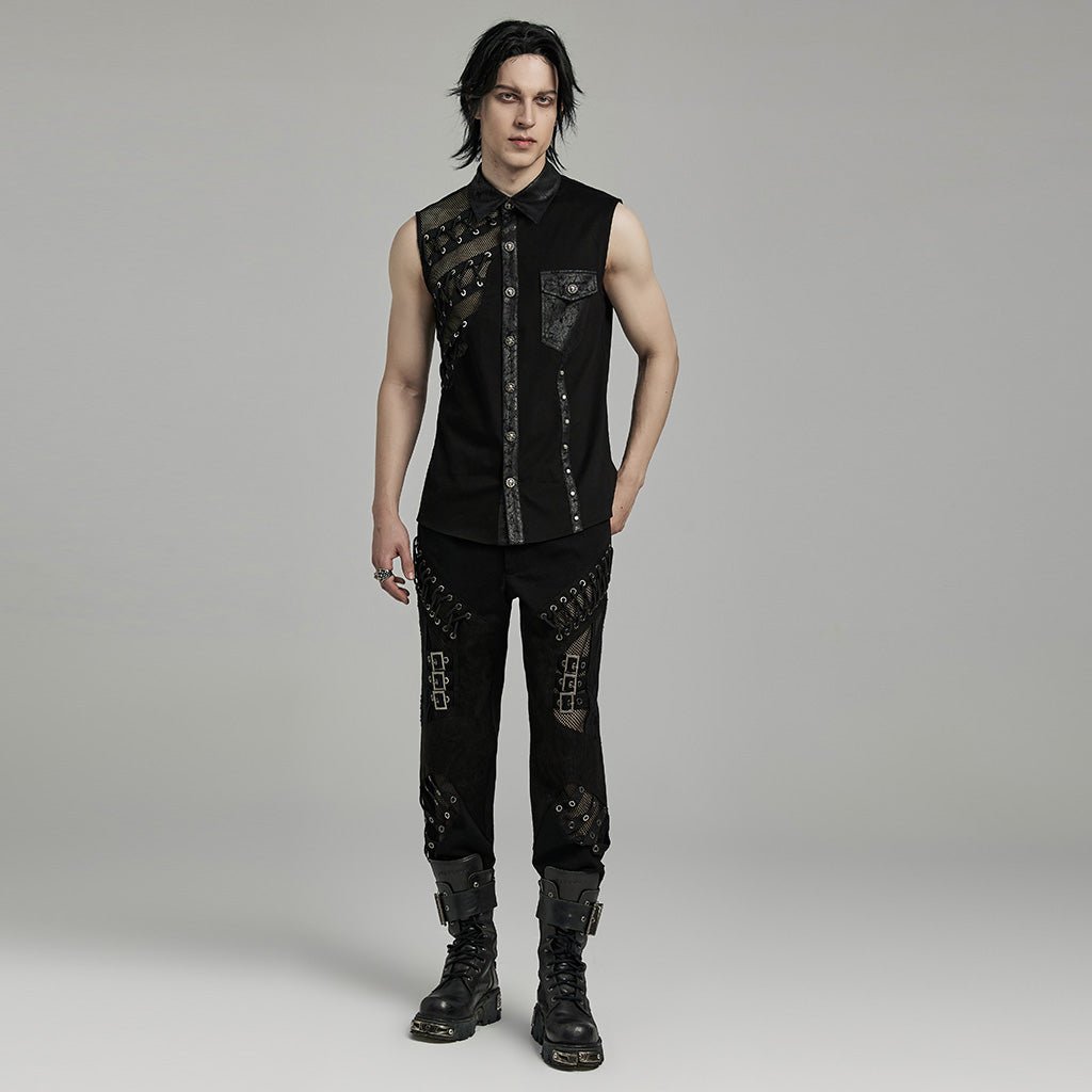 Camisa Punk sin Mangas con Rejilla y Ojetes - Crazyinlove