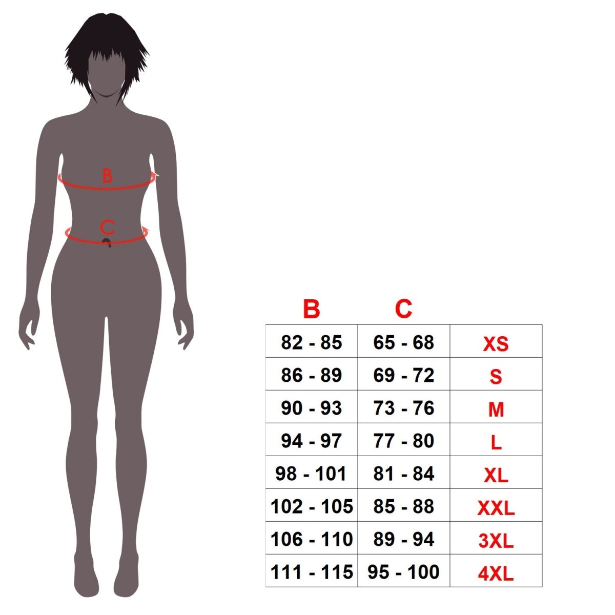 Tableau des mesures de poitrine et de taille de la chemise WY-1041