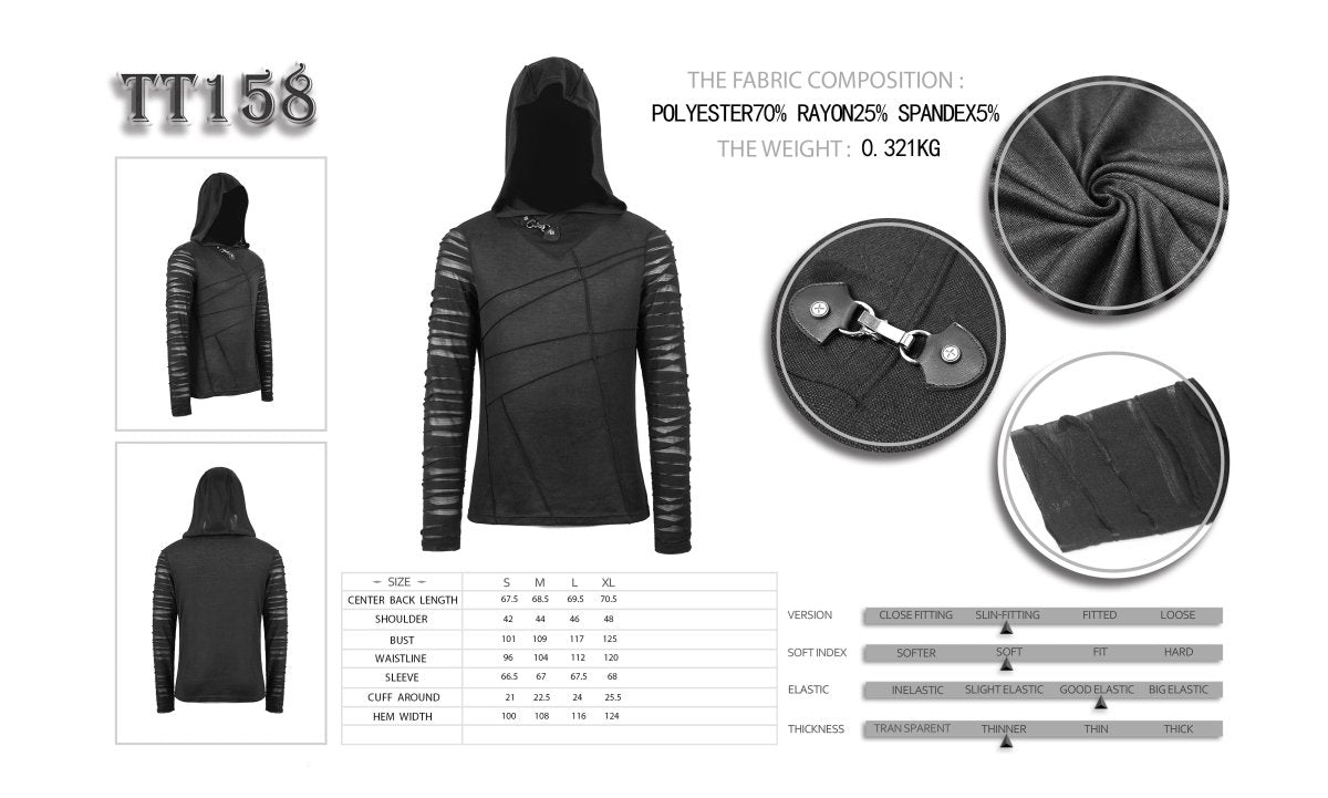 Camiseta Asimétrica con Capucha para Hombre - Crazyinlove