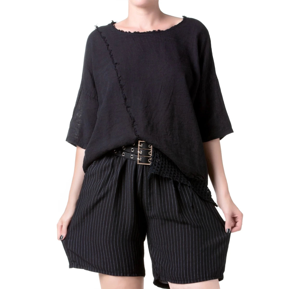 Camiseta Asimétrica con Rejilla - Crazyinlove