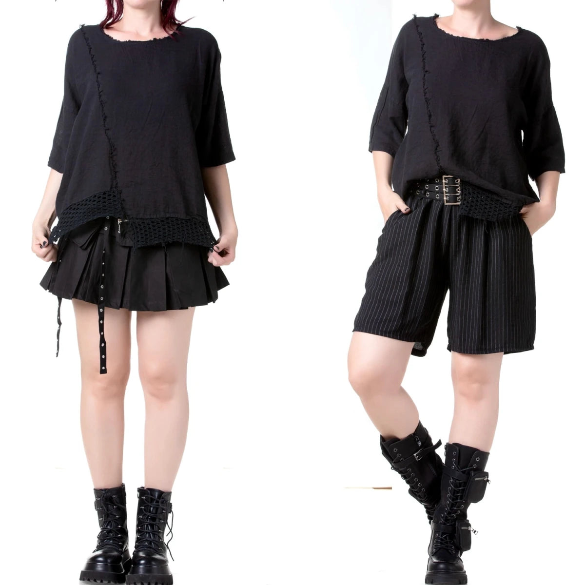 Camiseta Asimétrica con Rejilla - Crazyinlove