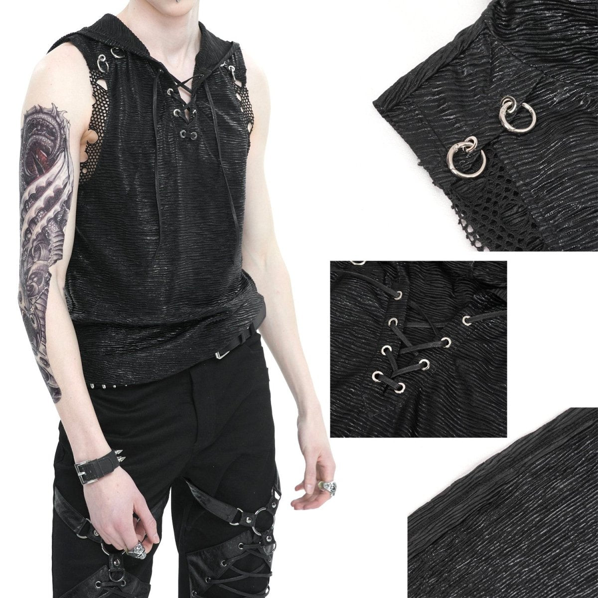 Camiseta con Rejilla y Capucha para Hombre - Crazyinlove