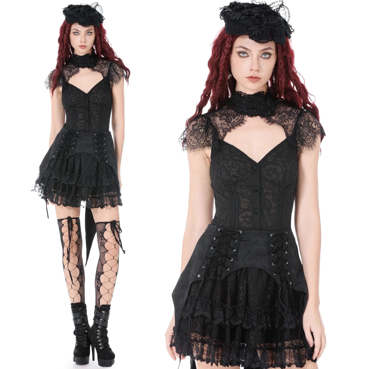 Camiseta de Encaje con Gargantilla y Botonadura - Crazyinlove