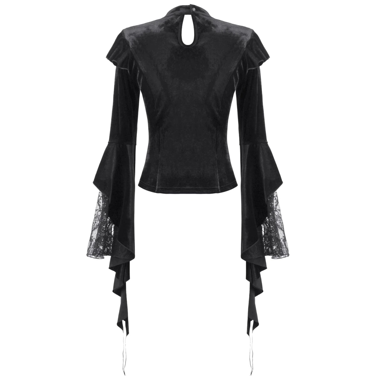 Camiseta de Terciopelo con Encaje y Mangas Bell - Crazyinlove