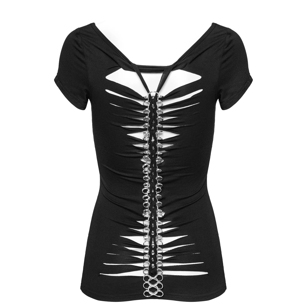 Camiseta Gótica de Esqueleto con Espalda de Anillas - Crazyinlove