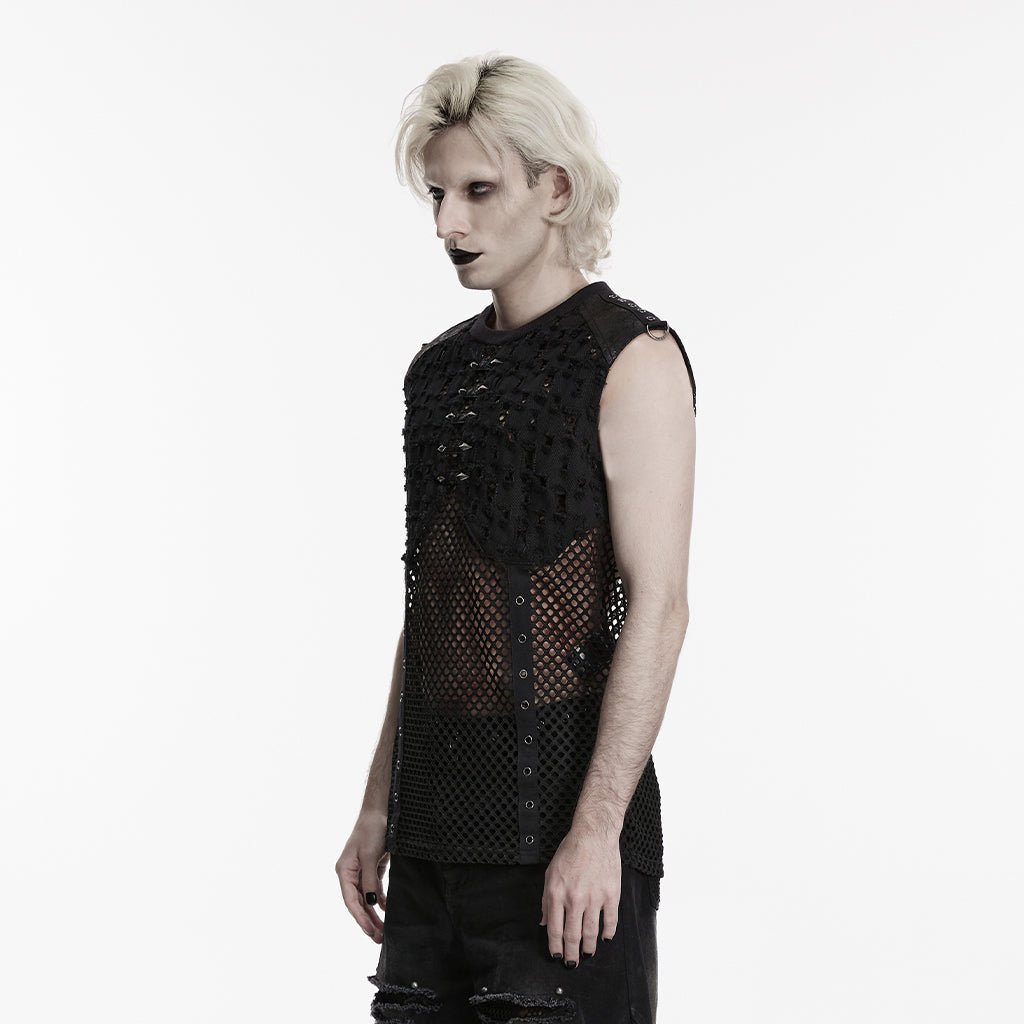 Camiseta sin mangas de Rejilla con Tachuelas - Crazyinlove