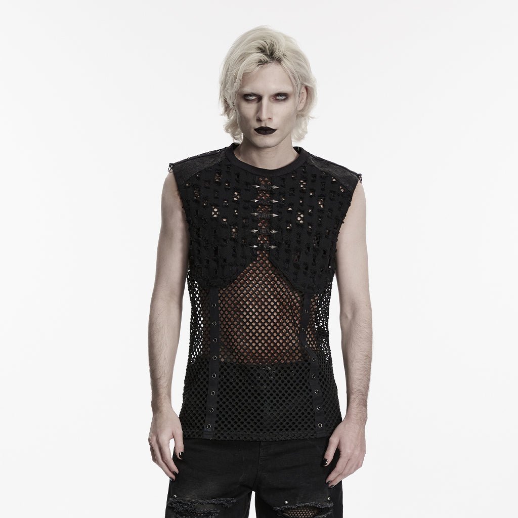 Camiseta sin mangas de Rejilla con Tachuelas - Crazyinlove