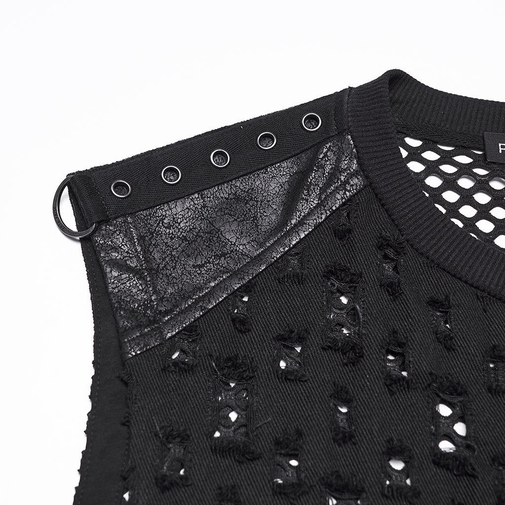 Camiseta sin mangas de Rejilla con Tachuelas - Crazyinlove