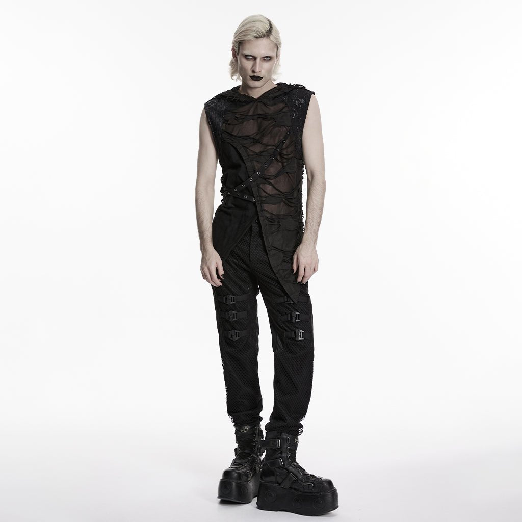 Chaleco Gótico Hombre con Capucha y Efecto Rasgado - Crazyinlove