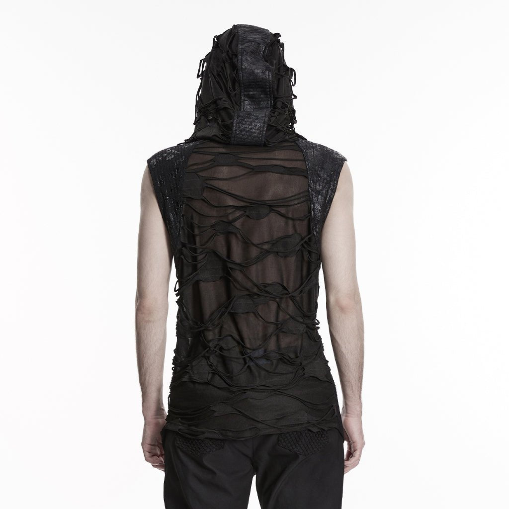 Chaleco Gótico Hombre con Capucha y Efecto Rasgado - Crazyinlove