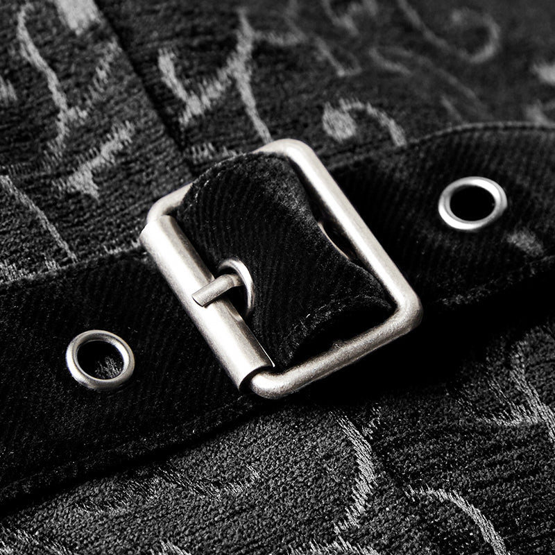 Chaleco Gótico Hombre Negro de Jacquard y Terciopelo - Crazyinlove