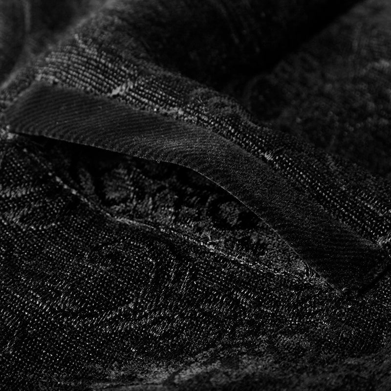 Chaleco Gótico Hombre Negro de Jacquard y Terciopelo - Crazyinlove