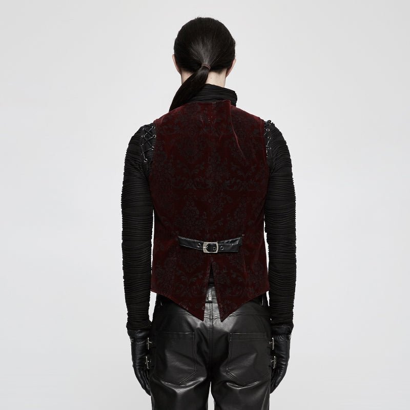 Chaleco Gótico Hombre Rojo Damasco con Alamares - Crazyinlove