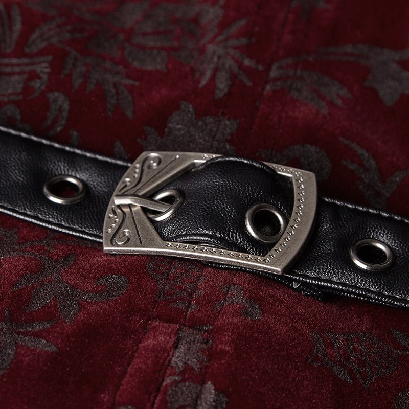 Chaleco Gótico Hombre Rojo Damasco con Alamares - Crazyinlove