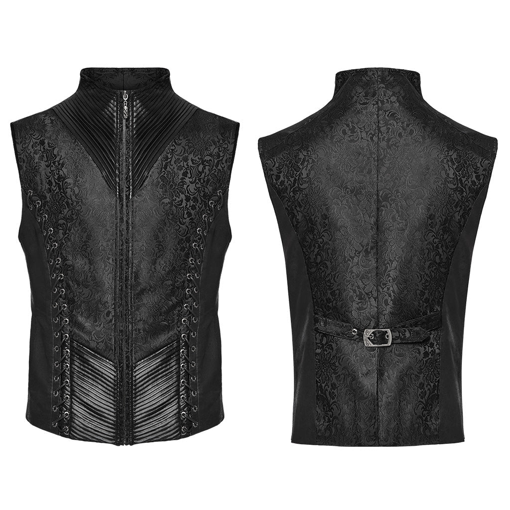 Chaleco Gótico Jacquard con Cuello Alto - Crazyinlove