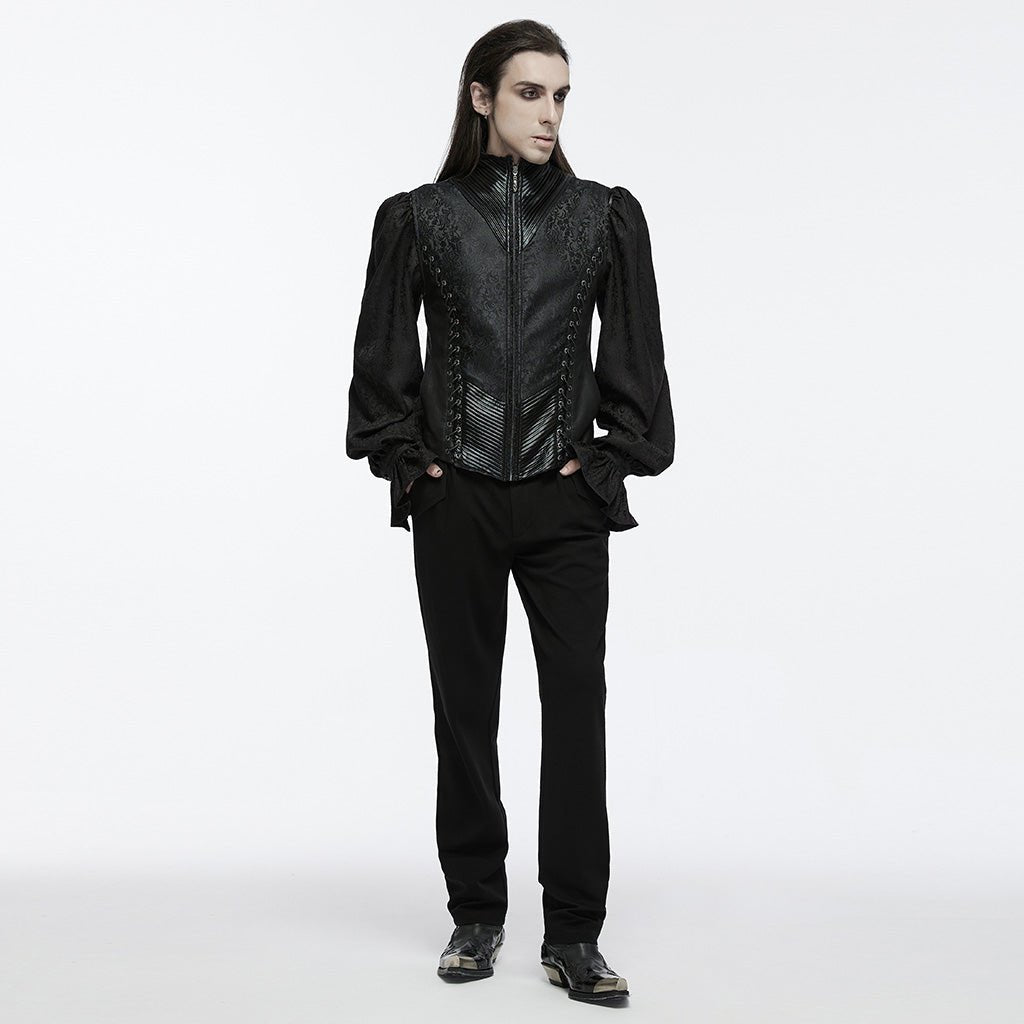 Chaleco Gótico Jacquard con Cuello Alto - Crazyinlove