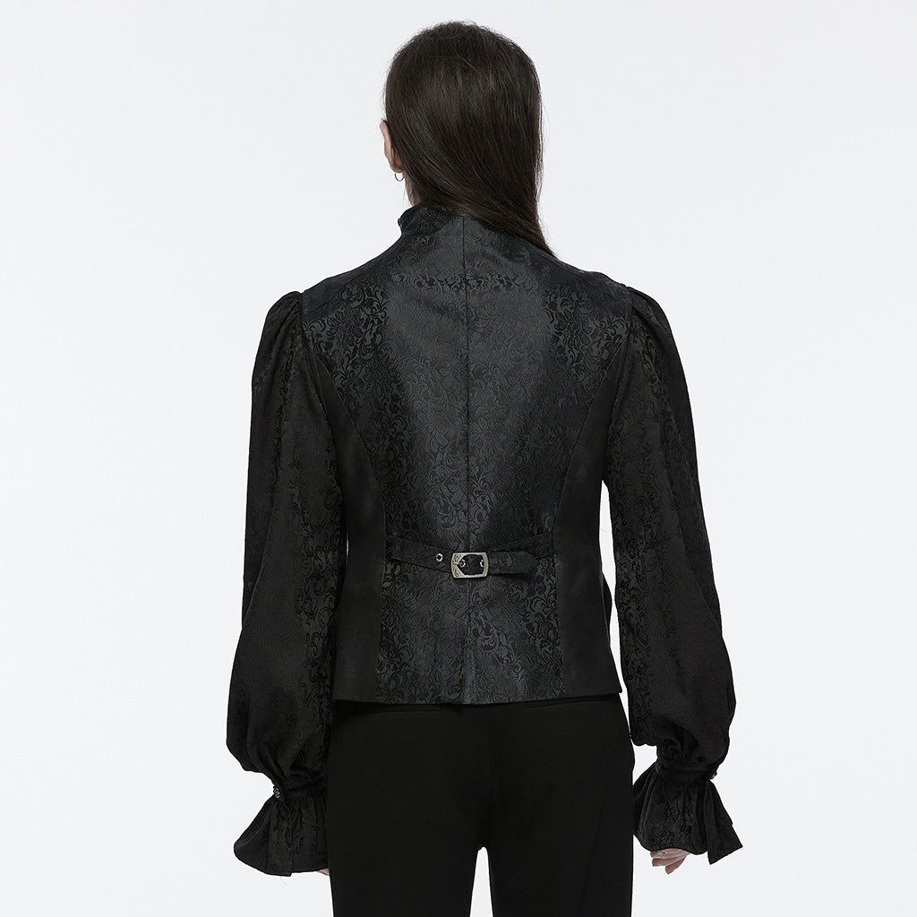 Chaleco Gótico Jacquard con Cuello Alto - Crazyinlove