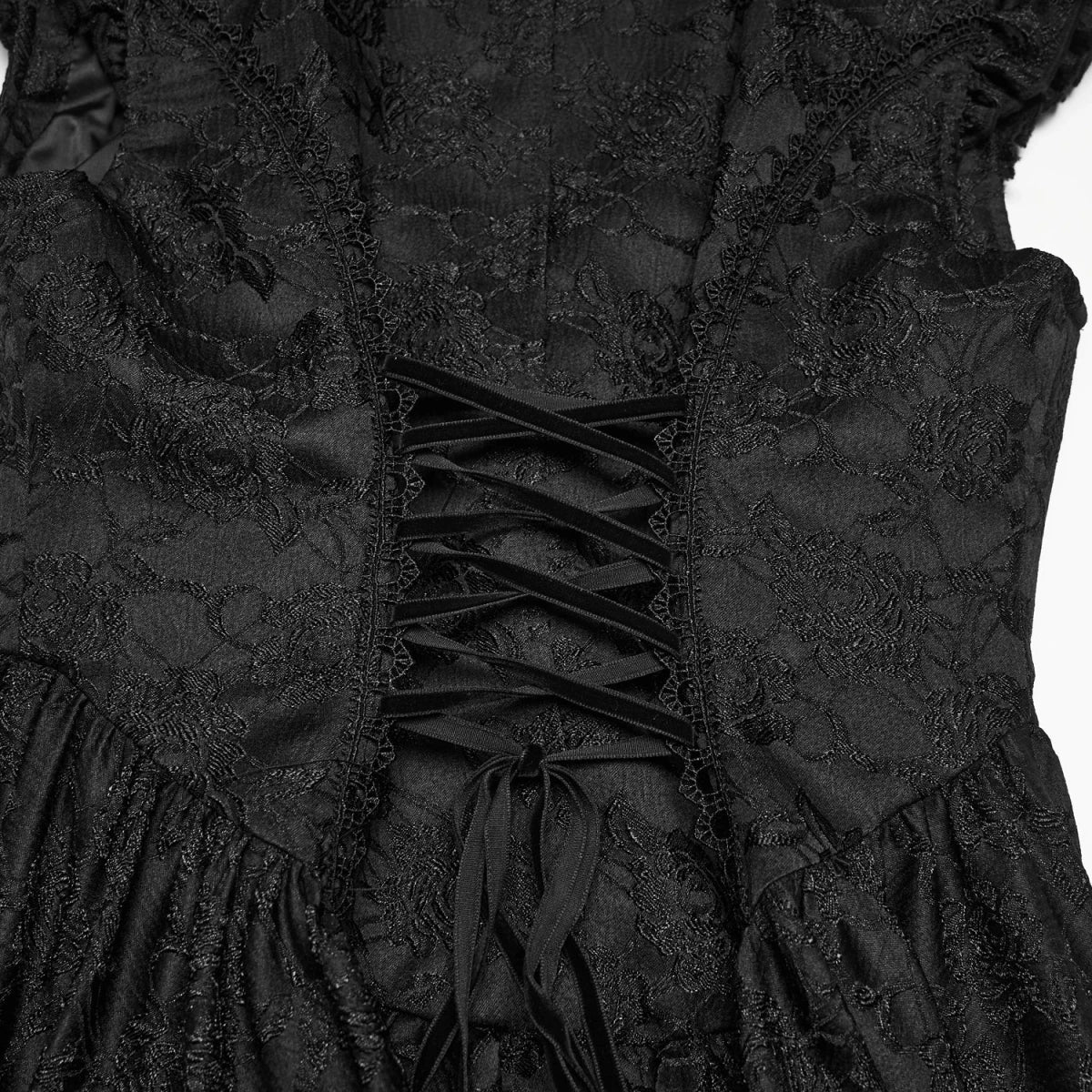 Chaleco Largo Gótico Negro de Jacquard con Cola Asimétrica - Crazyinlove