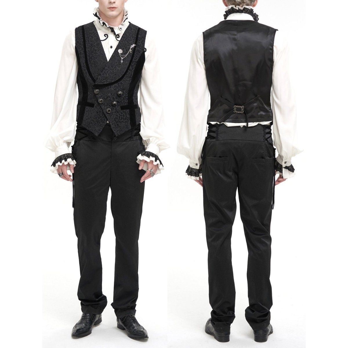 Chaleco Negro con Brocado para Hombre - Crazyinlove