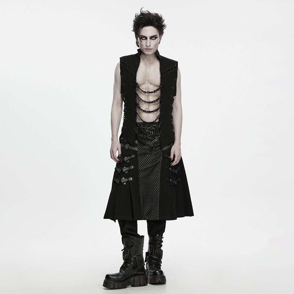 Chaleco punk de hombre de cuerpo entero con kilt y botas, que no se incluyen