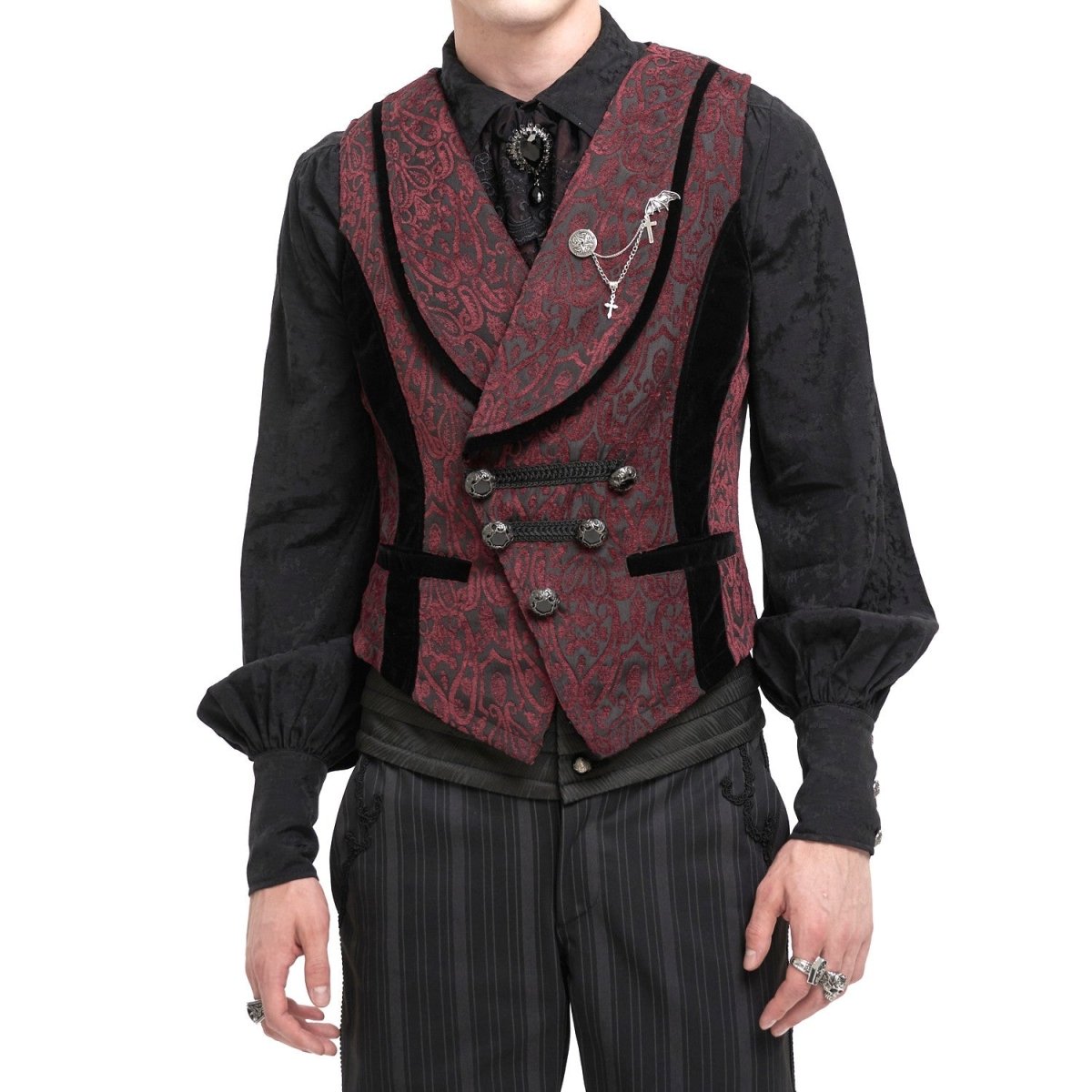 Chaleco Rojo con Brocado para Hombre - Crazyinlove