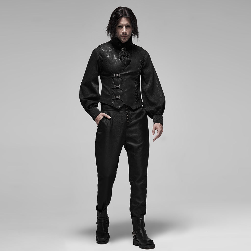 Chaleco steampunk hombre negro jaspeado - look completo de cuerpo entero