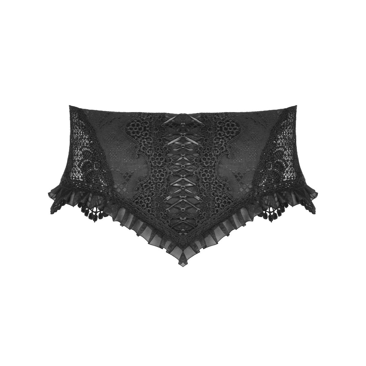 Cinturón Corsé de Polipiel y Encaje con Lazada Trasera - Crazyinlove