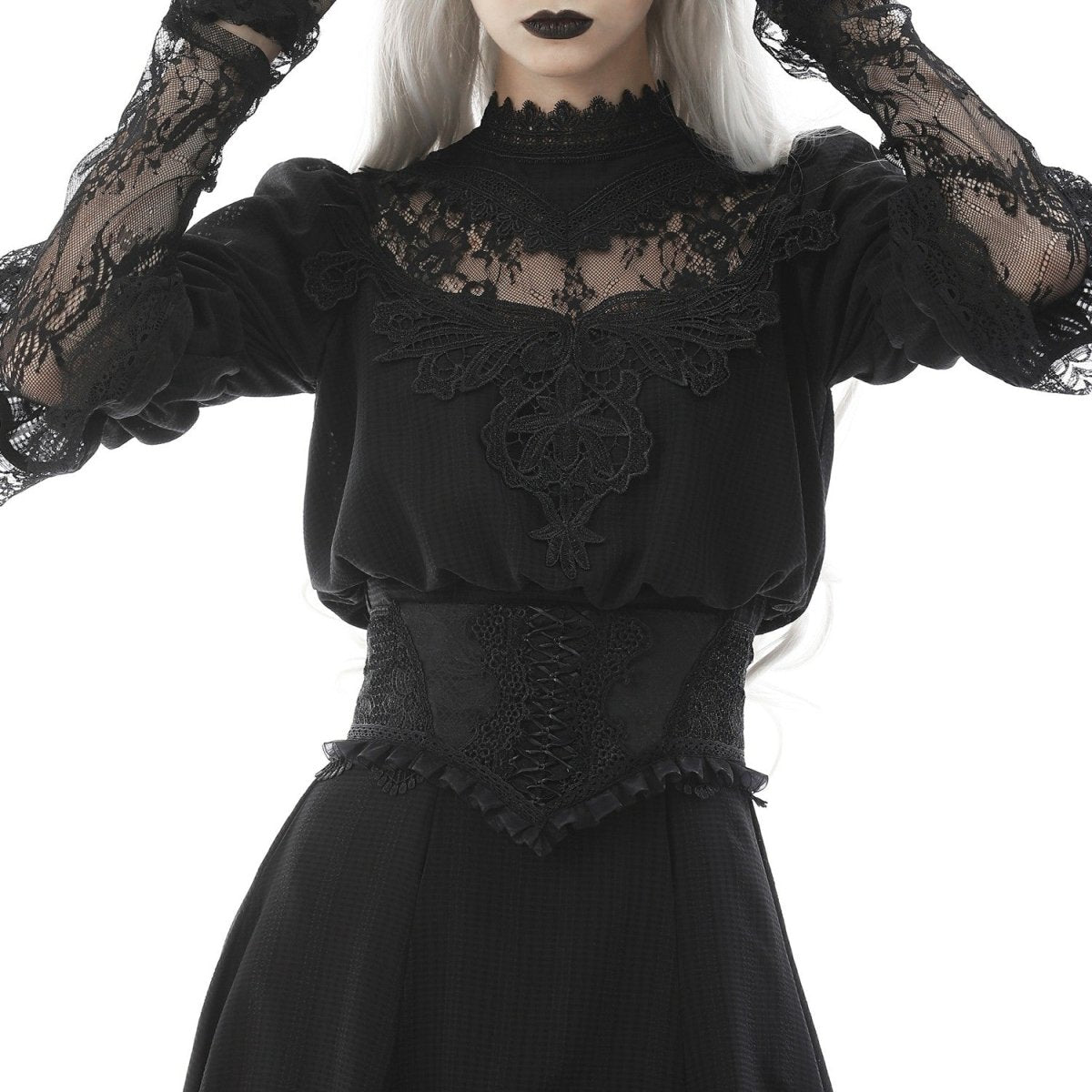 Cinturón Corsé de Polipiel y Encaje con Lazada Trasera - Crazyinlove