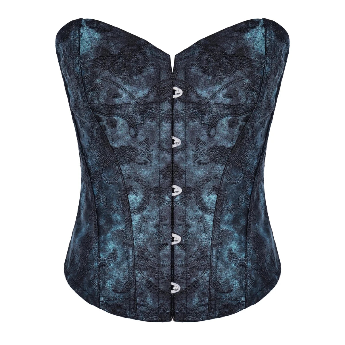 Corsé Overbust Victoriano Brocado Azul Noche - Crazyinlove