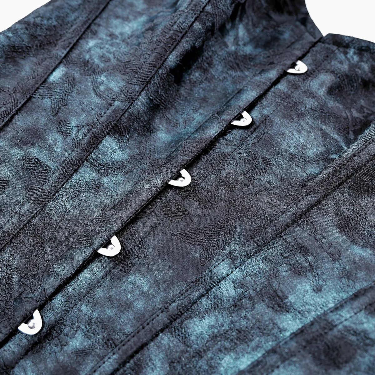 Corsé Overbust Victoriano Brocado Azul Noche - Crazyinlove