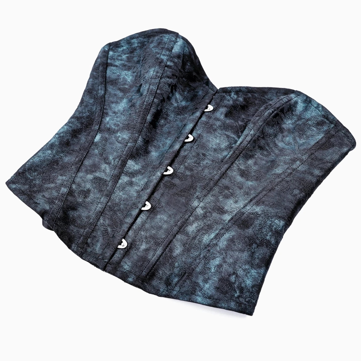 Corsé Overbust Victoriano Brocado Azul Noche - Crazyinlove