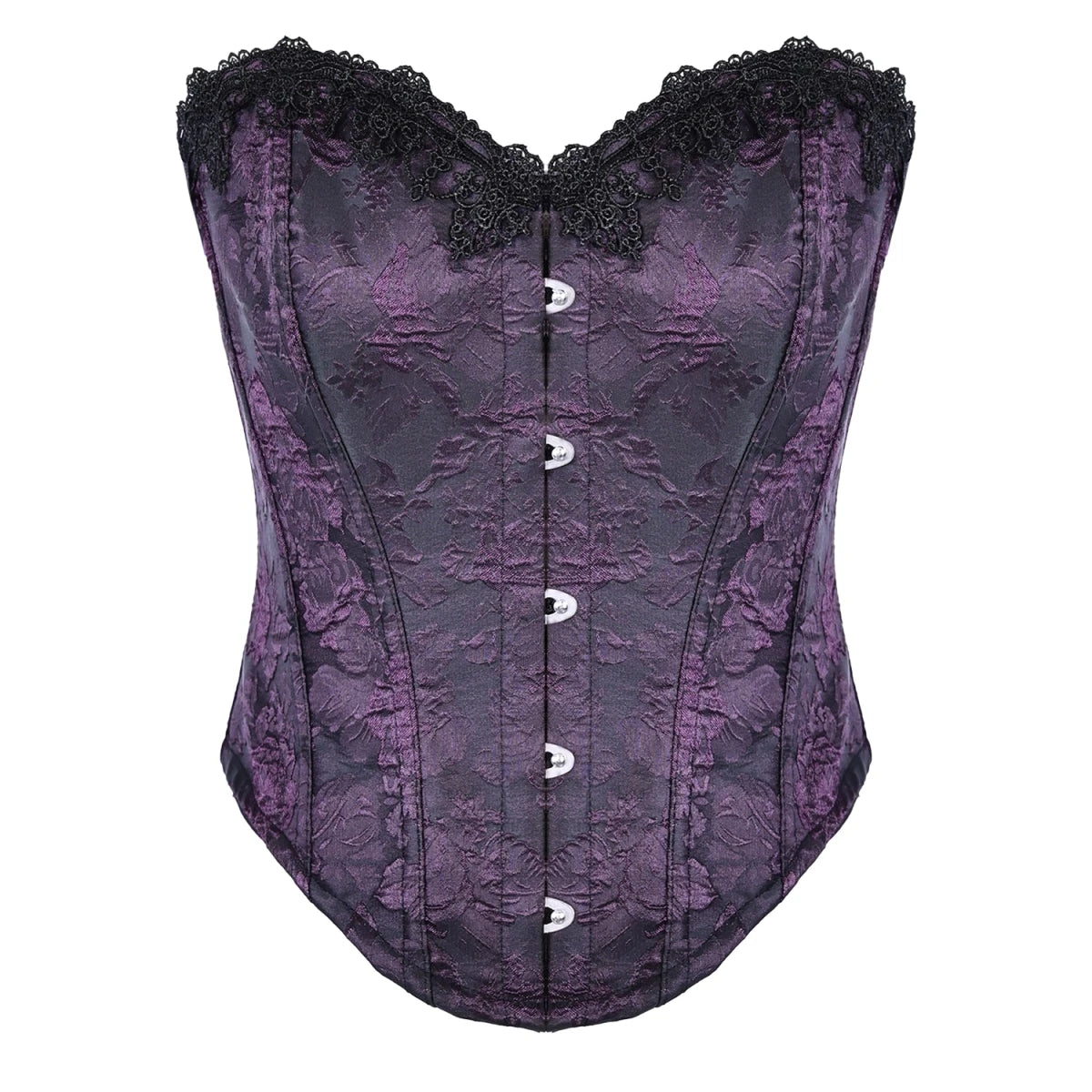 Corsé Underbust Morado Brocado Estilo Gótico Victoriano - Crazyinlove