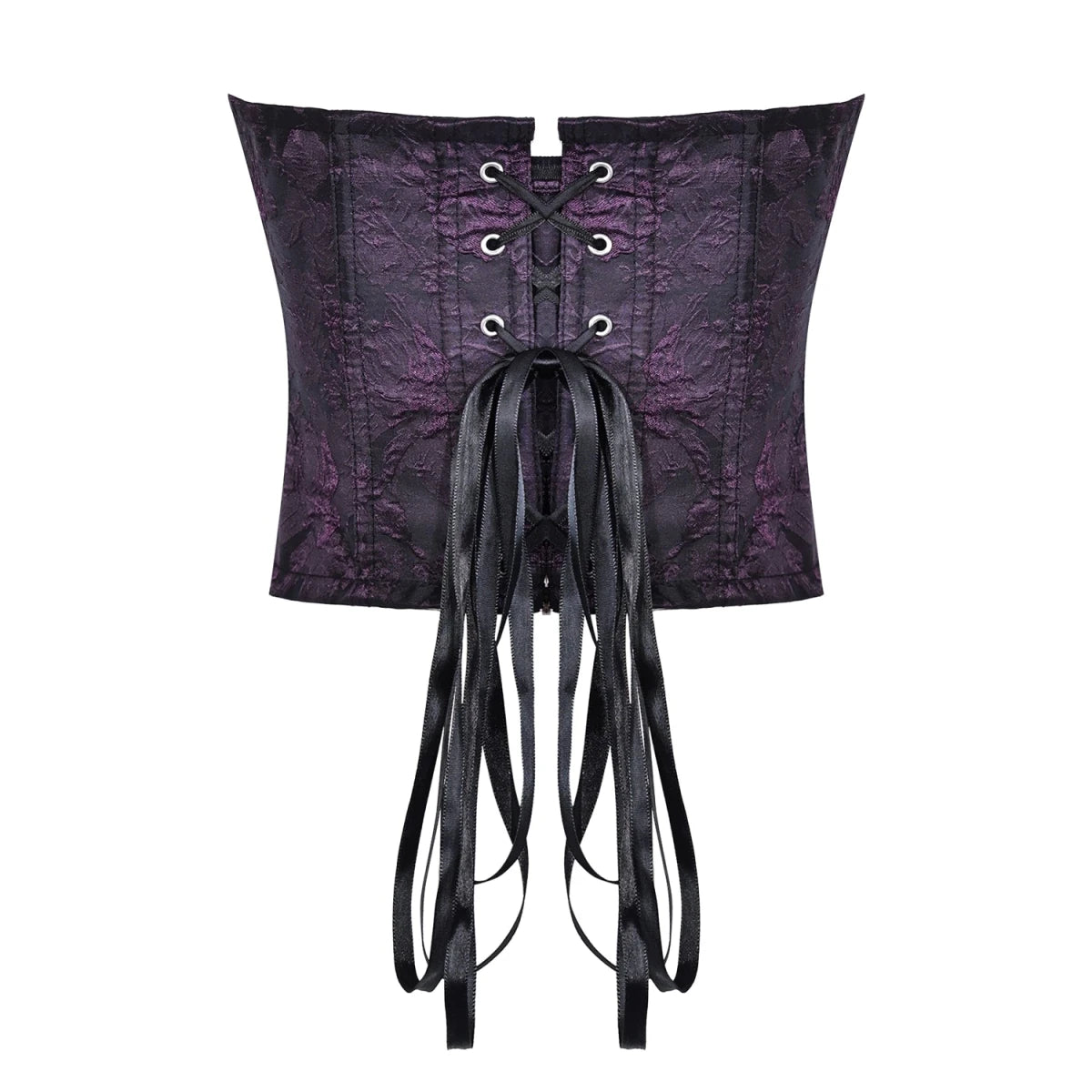 Corsé Underbust Morado Brocado Estilo Gótico Victoriano - Crazyinlove