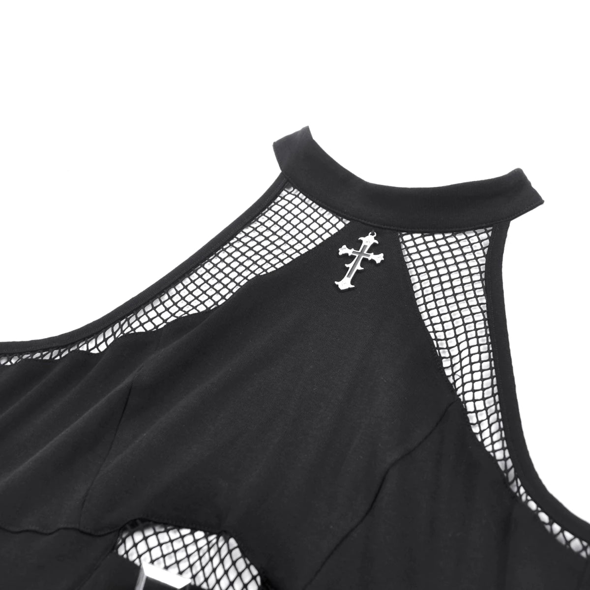 Crop Top Halter con Cruz, Rejilla y Hebillas - Crazyinlove