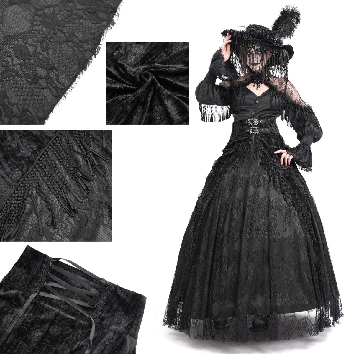 Falda Alta Negra con Encaje - Crazyinlove