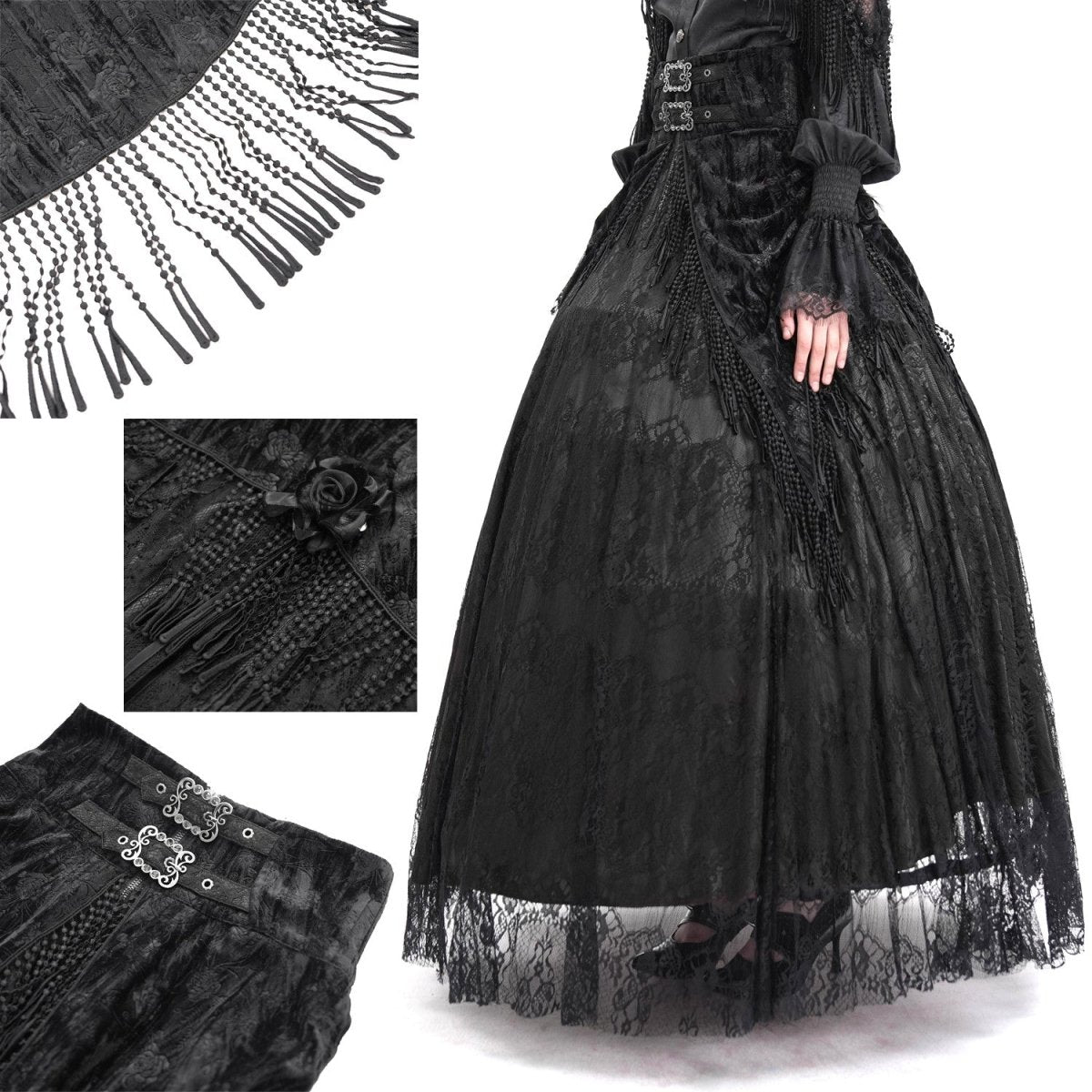 Falda Alta Negra con Encaje - Crazyinlove