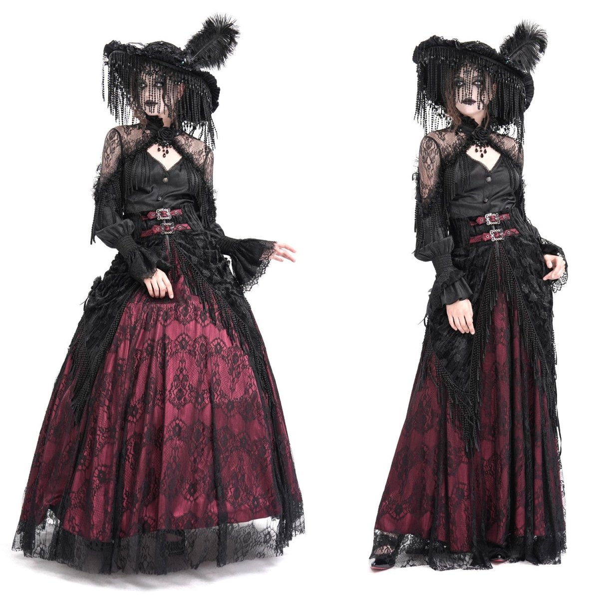 Falda Alta Roja con Encaje - Crazyinlove