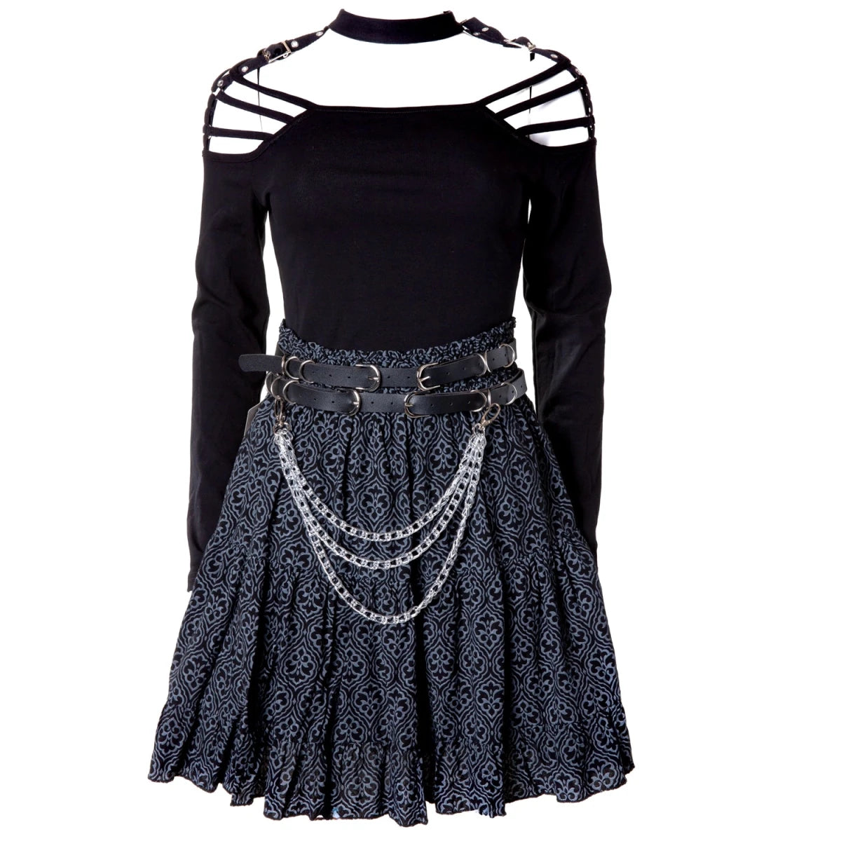 Falda Corta de Viscosa con Estampado Damasco - Crazyinlove
