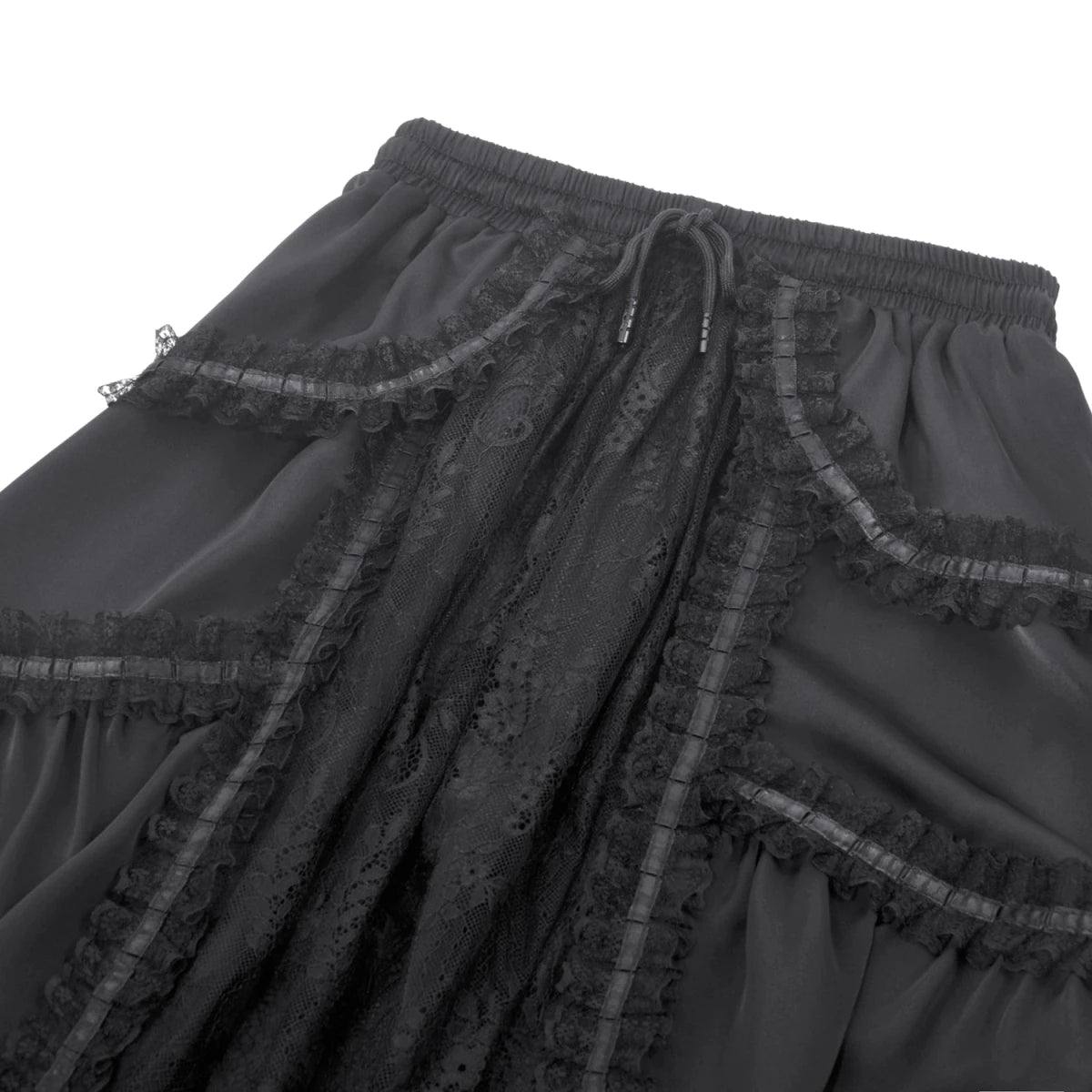 Falda de Satén con Panel de Encaje Central - Crazyinlove