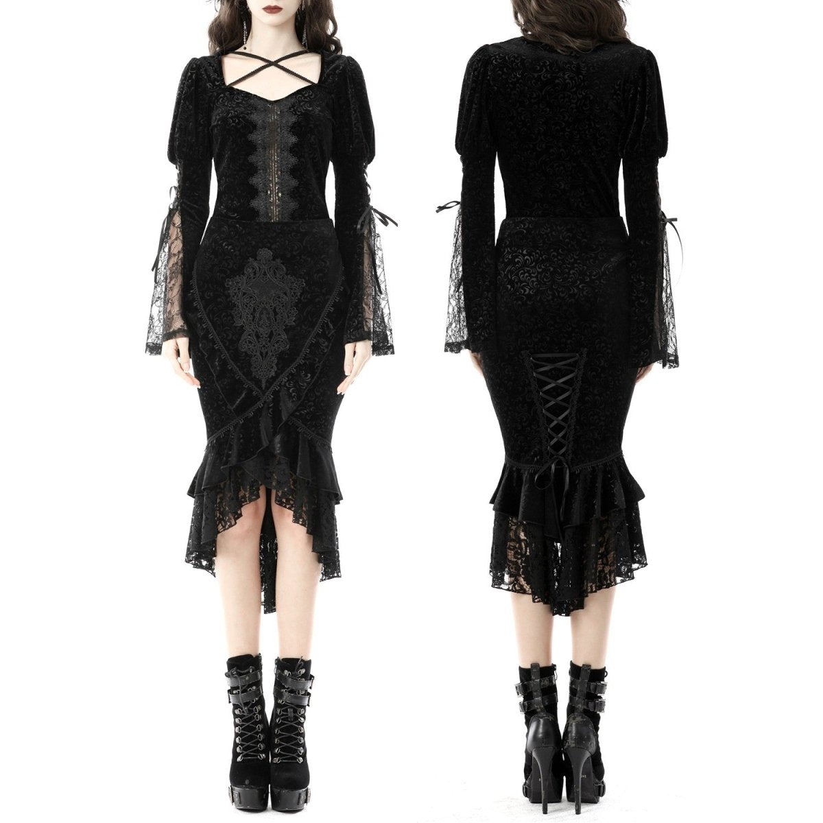 Falda de Tubo con Encaje y Guipur - Crazyinlove